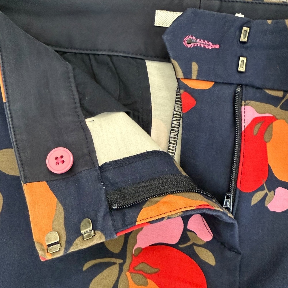 Boden Richmond Floral Pants Navy Blue Straight Leg Size 6R Trouser Preppy Spring - Picture 4 of 11